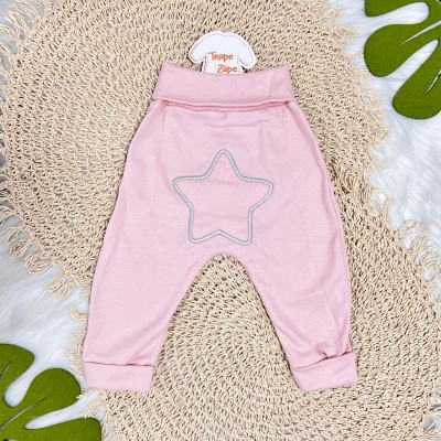  Kit 3 Calças - Estrelas no Bumbum - Rosa, Off White e Rose